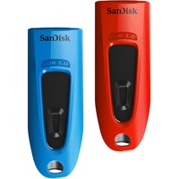 SanDisk Ultra blau/rot 64GB, USB-A 3.0, 2er-Pack (SDCZ48-064G-G46BR2)