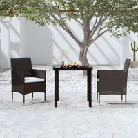 VidaXL 3-tlg. Garten-Essgruppe mit Kissen Schwarz