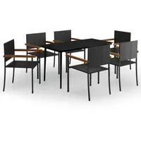 VidaXL Garten-Essgruppe 7-tlg. Schwarz
