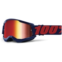 100% Strata 2 Goggle Masego, - Dunkelblau/Rot Rot-Verspiegelt