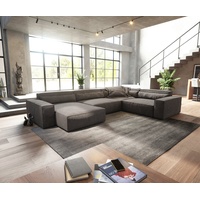 DeLife Wohnlandschaft Sirpio XL 360x260 cm Mikrofaser Khakibraun Recamiere
