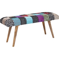 FineBuy Bettbank Samt 117 cm Patchwork Flurbank Polsterbank Bank