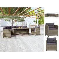 VidaXL Polyrattan Garten-Lounge-Set 3-tlg. grau inkl. Kissen 3098168