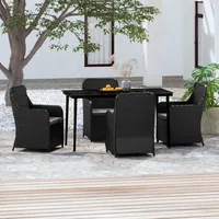 VidaXL 5-tlg. Garten-Essgruppe mit Kissen Schwarz