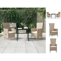 VidaXL 3-tlg. Garten-Essgruppe mit Kissen Beige