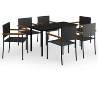 VidaXL Garten-Essgruppe 7-tlg. schwarz 3099416