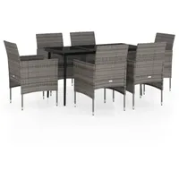 VidaXL Garten-Essgruppe 7-tlg. Grau/Schwarz