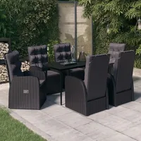 VidaXL 7-tlg. Garten-Essgruppe mit Kissen Schwarz