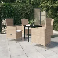 VidaXL 5-tlg. Garten-Essgruppe mit Kissen Beige