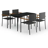 VidaXL Garten-Essgruppe 5-tlg. Schwarz