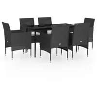 VidaXL Garten-Essgruppe 7-tlg. Schwarz
