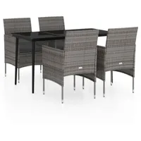 VidaXL Garten-Essgruppe 5-tlg. Grau/Schwarz