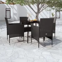 VidaXL 5-tlg. Garten-Essgruppe mit Kissen Schwarz