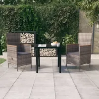 VidaXL 3-tlg. Garten-Essgruppe mit Kissen Grau