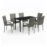 VidaXL Garten-Essgruppe 7-tlg. Grau/Schwarz