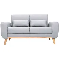 Miliboo Design-Sofa 2 Plätze Stoff Grau Eichenbeine EKTOR