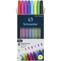 Schneider Kugelschreiber Vizz M farbsortiert, Schreibfarbe: farbsortiert, 8 St.