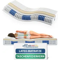 AM Qualitätsmatratzen | Latex-Taschenfederkernmatratze 100x200 cm - H2 -
