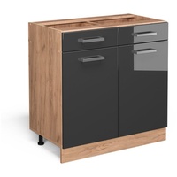 Vicco Küchenunterschrank R-Line 80 cm Goldkraft Anthrazit