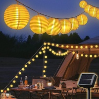 Salcar 10m Camping Solar LED Lichterkette Lampion Außen, 30