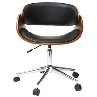 Miliboo Design-Stuhl auf Rollen Nussbaum schwarz