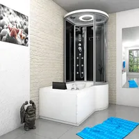 AcquaVapore Kombination Whirlpool Dusche K55-L31-WP-EC 170x100 - Schwarz