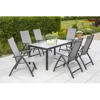 Merxx Vicenza Set 7-tlg. Tisch 150x 90 cm graphit/diamantbraun