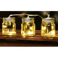 Buri Solar-Party-Lichterkette mit 8 LED Einmachgläser warmweiß mit Blinklicht