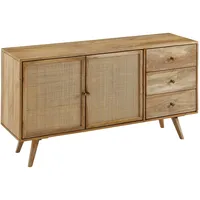 FineBuy Massivholz Sideboard 140cm Mango Design Kommode mit 3