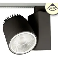 ISOLED 3-PH Schienen-Strahler fokussierbar, 36W, 30°-50°, schwarz matt, 3000K,