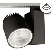 ISOLED 3-PH Schienen-Strahler fokussierbar, 36W, 30°-50°, schwarz matt, 4000K,