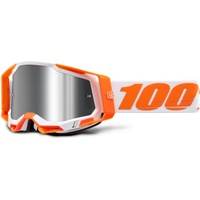 100% 100 Racecraft 2 Crossbrille verspiegelt - Neon-Orange/Weiß Silber-Verspiegelt