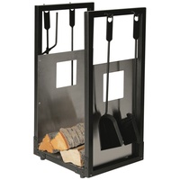 Lienbacher Holzkorb & Kaminbesteck 738.2 - schwarz beschichtet mit