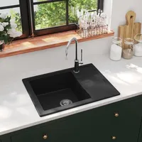 VidaXL Küchenspüle mit Überlauf Oval Beige Granit