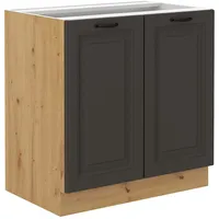 Küchen-Preisbombe Unterschrank 80 cm Stilo Grau + Eiche Artisan