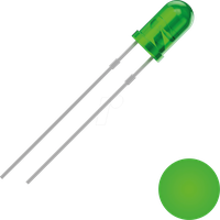 Quadrios 2111O152 LED bedrahtet Grün Rund 3 mm 2500