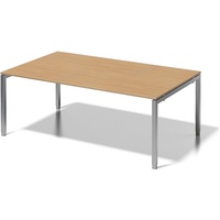 BISLEY Konferenztisch Cito U 2000x650-850x1200mm silber/buche