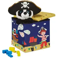 Relaxdays Sitzhocker Kinder Piraten-Design 31 x 31 x 31