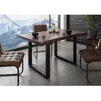 MASSIVMOEBEL24.DE Baumtisch Akazie 140x90x77 braun lackiert / U-Beine anthrazit