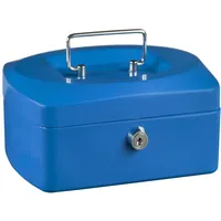 IDENA Geldkassette Mini aus Metall 6 Fächer blau 12,5x9,5x6cm