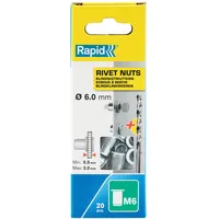 Rapid Nietmuttern M6, 0,5-3mm Klemmbereich, 20 Stk. Gewindenieten Stahl,
