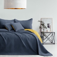 AmeliaHome Tagesdecke anthrazit honiggelb 170x270 Bettüberwürf zweiseitig Ultrasonic Steppung