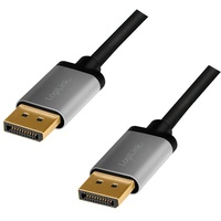 Logilink CDA0100 - DisplayPort Anschlusskabel 4K/60 Hz, Alu, schwarz/grau,