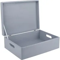 Creative Deco XL Grau Große Holzkiste mit Deckel 40x30x14