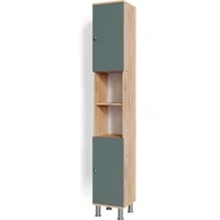 Vicco Hochschrank Badschrank Badezimmerschrank Fynn Eiche Grün Badmöbel 190
