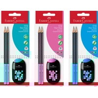 Faber-Castell Two Tone Grip 2001 Bleistift sortiert, 3er-Set, Anspitzer
