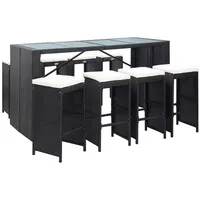 VidaXL 9-tlg. Gartenbar-Set Poly Rattan Schwarz