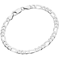 Smart Jewel Armband Figarokette 3/1 diamantiert, massiv, Silber 925