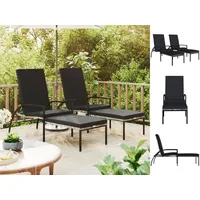 VidaXL Sonnenliegen 2 Stk. mit Fußhocker PE-Rattan Grau