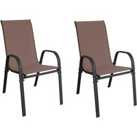 Mojawo 2er Outdoorstuhl Gartenstuhl robust Stapelstuhl Metall Textilen Braun